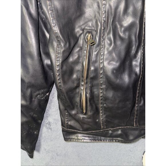 Levi's Apparel Men's Faux Leather Insulated Jacket, Black Sz Medium - Picture 3 of 11